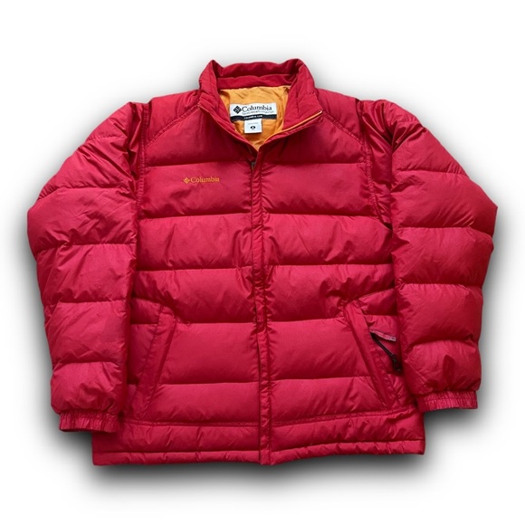 Columbia Heavyweight Down Puffer Jacket Red Full Zip Mens Size Medium - Picture 1 of 7